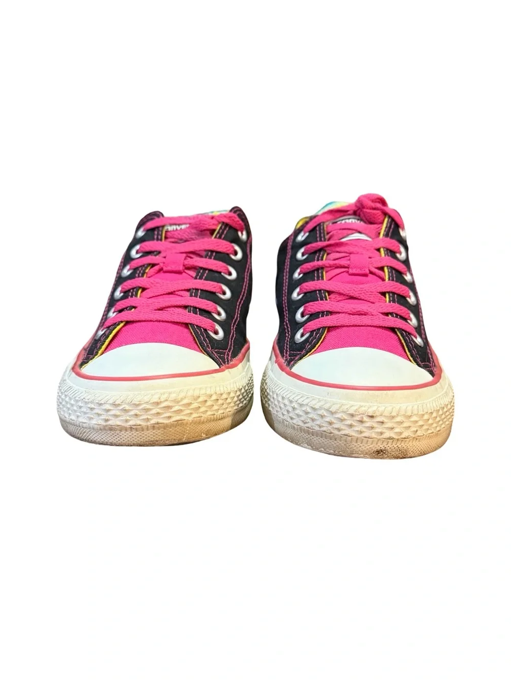 Converse Low Top Multi Layer Rainbow Tongue Canvas Sneakers Women’s Size 9